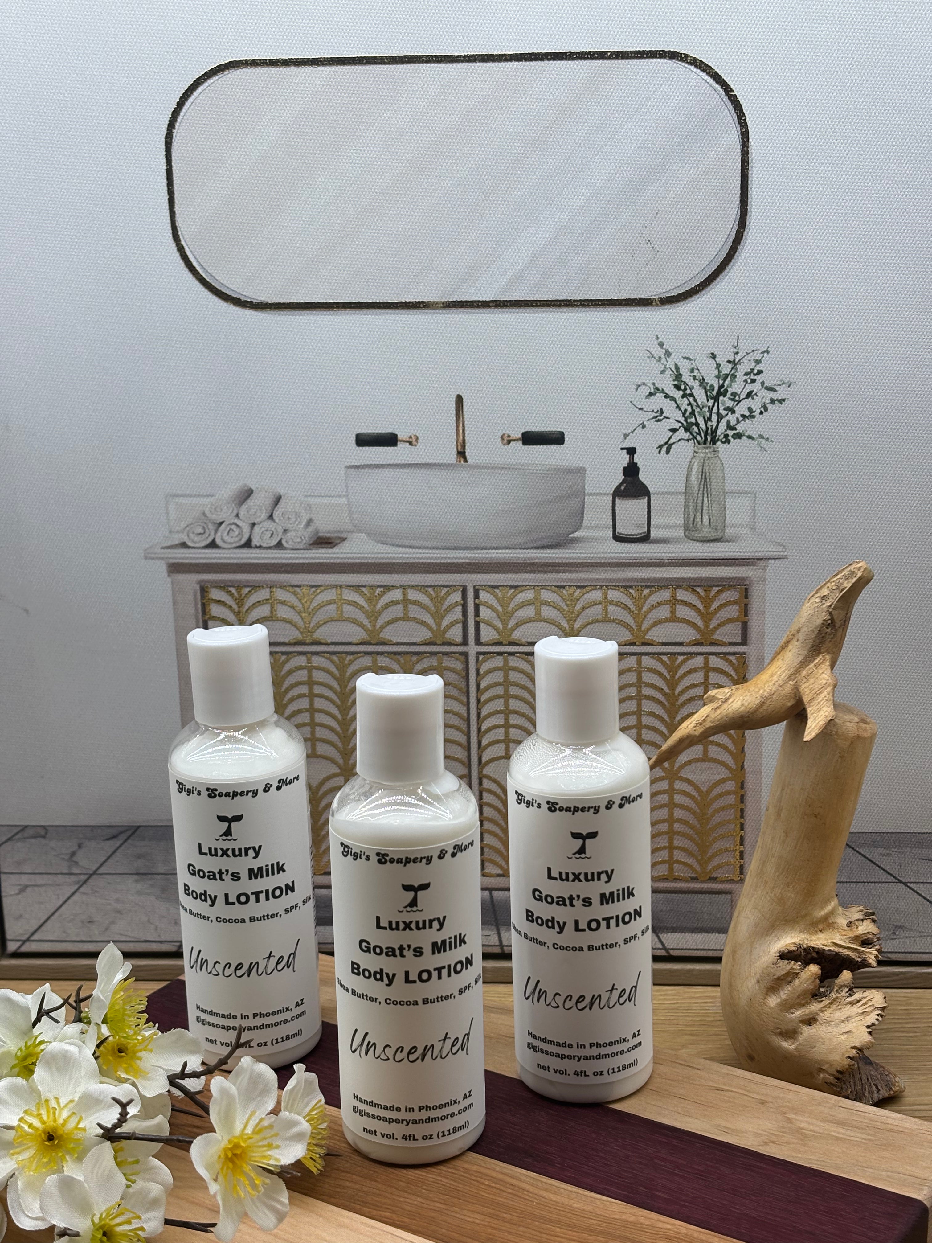 Unscented (Goat’s Milk, SPF) Lotion w/Shea & Cocoa Butters