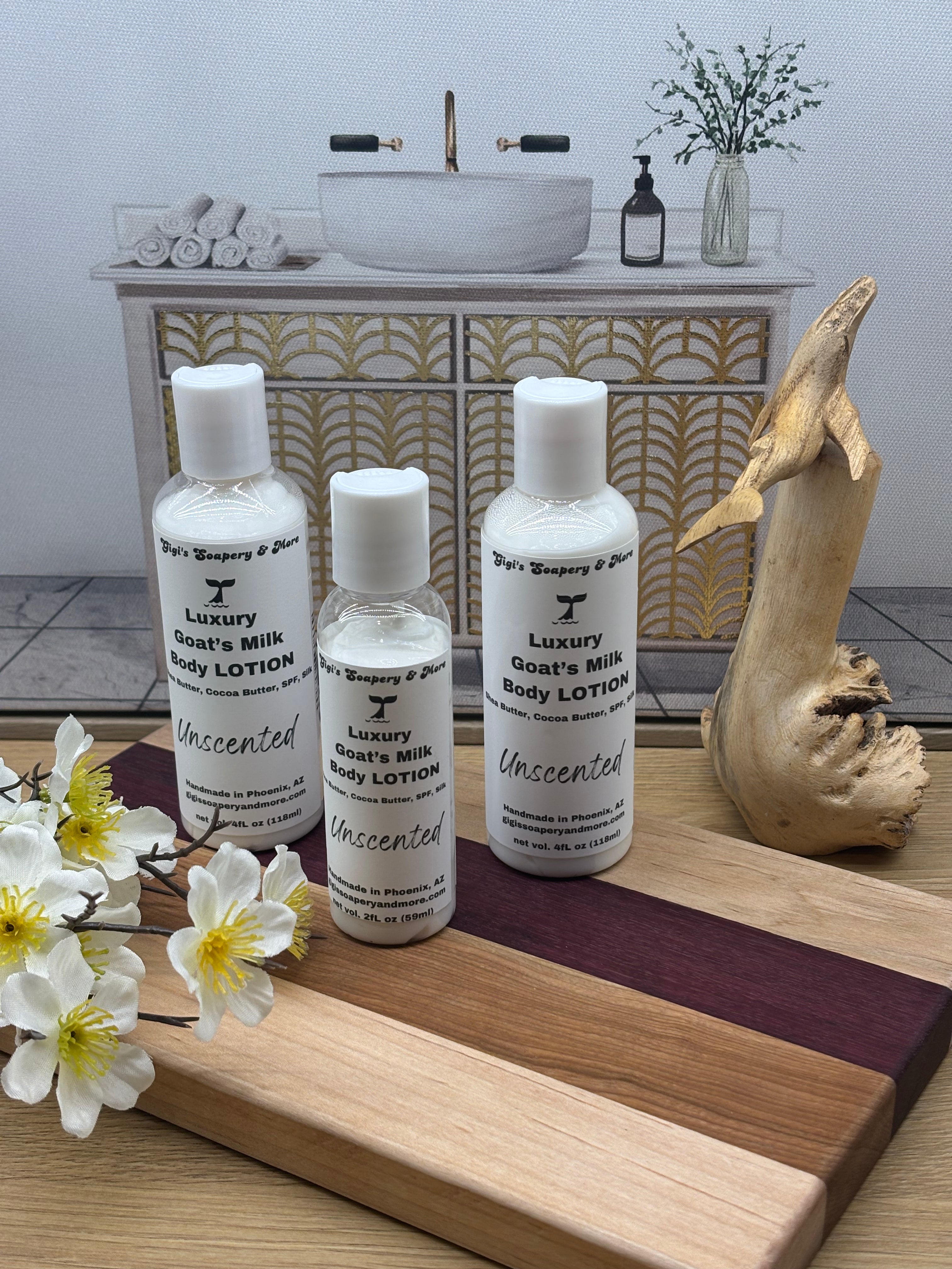 Unscented (Goat’s Milk, SPF) Lotion w/Shea & Cocoa Butters